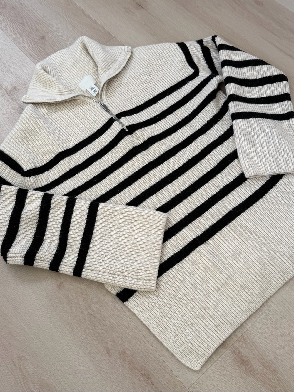 H&M striped quarter zip sweater ✨